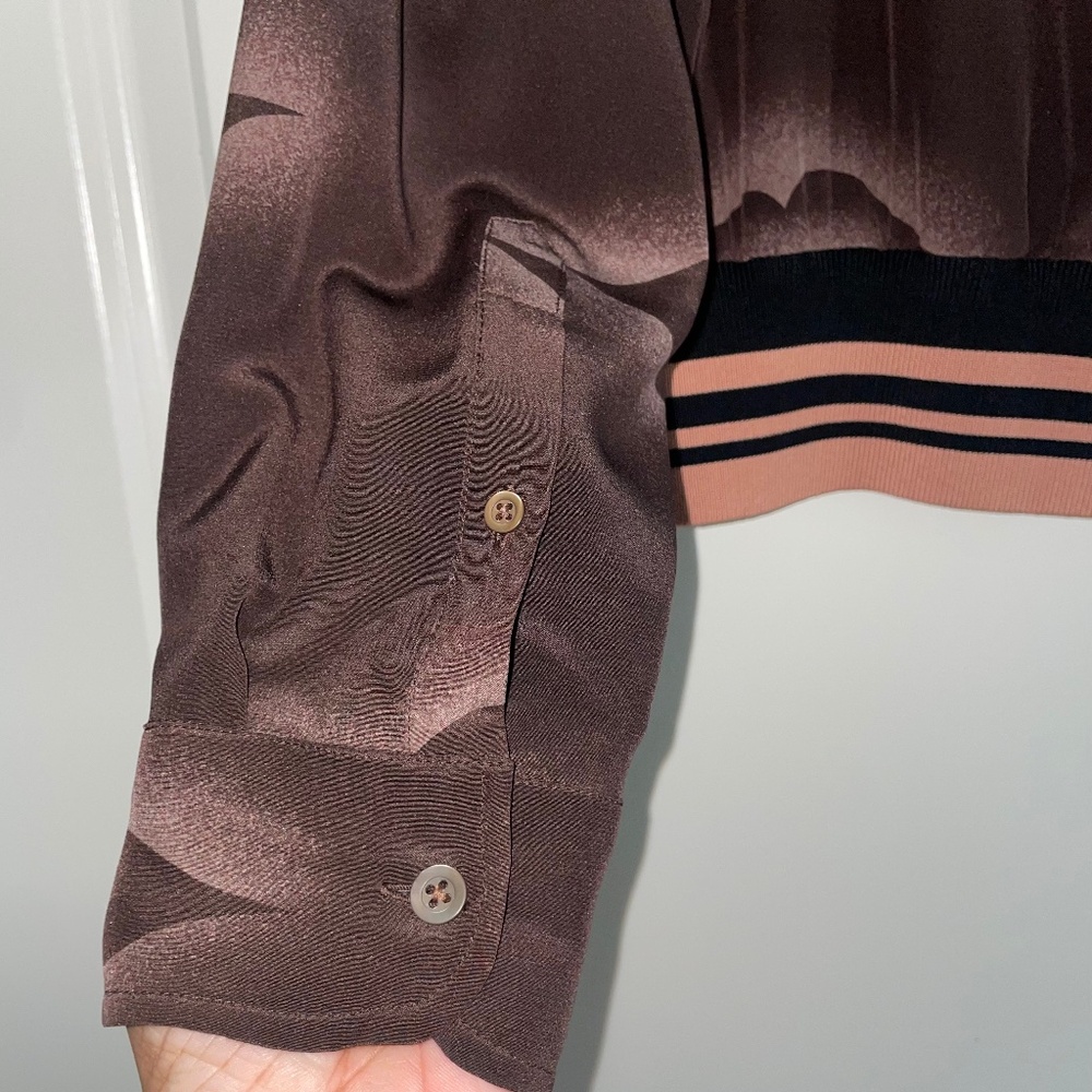 DRIES VAN NOTEN 100% Silk Brown Dreamy Lips Long Sleeve Blouse - Picture 6 of 12
